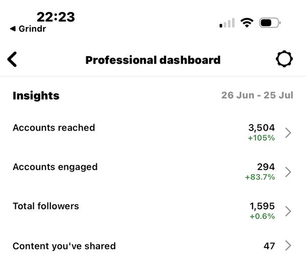 Client Instagram dashboard screenshot