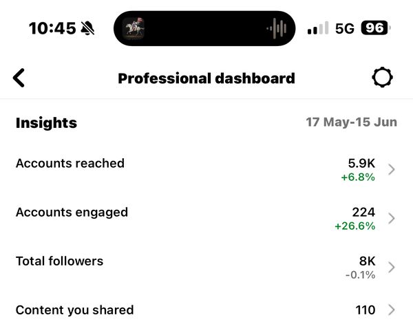 Client Instagram dashboard screenshot